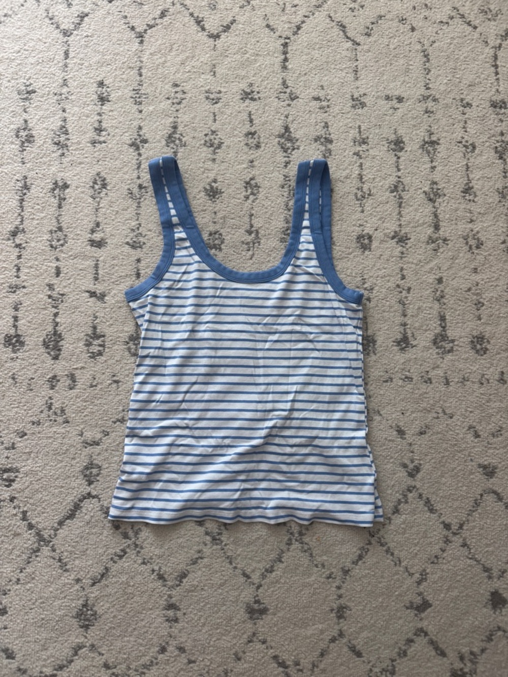 Abercrombie & Fitch Light Blue and White Striped Tank